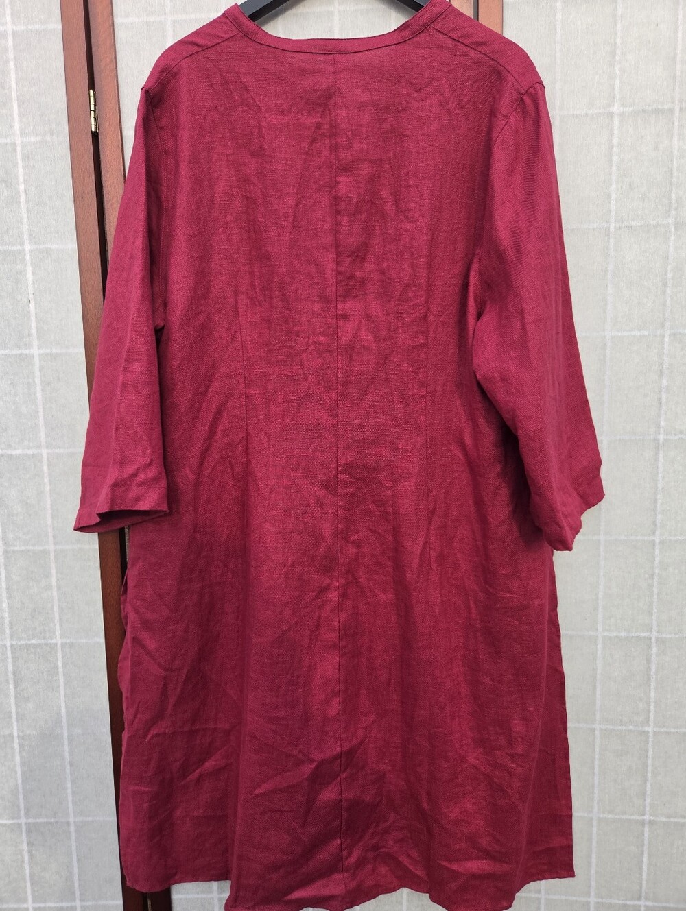 NWT Lintico Red 100% Linen Midi Tunic Dress XL Lagenlook Boho Coastal Grandma - Picture 4 of 14